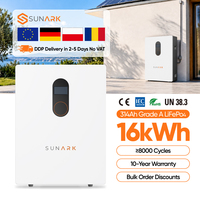 Batterie de stockage d'énergie LiFePO4 Sunark 51,2 V 314 Ah 5 kWh 10 kWh 16 kWh pour alimentation de secours solaire commerciale
