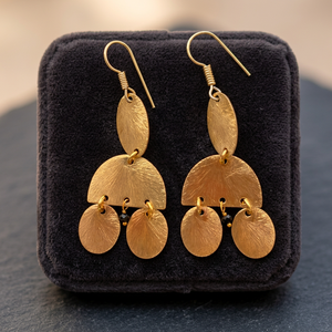 Ramavati Gems Unisex Classic 18K Gold-Plated Brass Drop Earrings <b>Unusual</b> Design Uneven Heart Shape Copper Alloy Party - Product Image 3