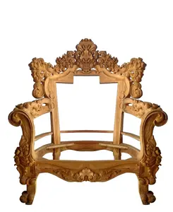 Meubles de salon en bois de teck, chaise non finie sculptée, sans peinture, ensemble de meubles de salon, canapé 3,2,1 place avec Table