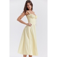 Robe d'été pour femmes, robe midi à bretelles spaghetti, imprimé floral de plage, bustier, col en V, fente croisée