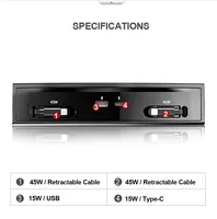 Vtear pour Range Rover L460 2023-2025 – Hub de charge rapide multi-ports avec câble rétractable, pièces de décoration intérieure, accessoires automobiles