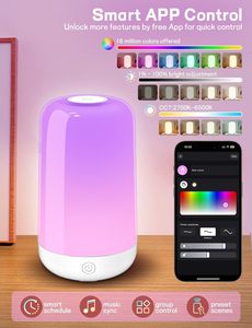 Lampes de nuit LED rechargeables multicolores à lumière chaude, avec variateur d'intensité tactile intelligent, lampe de chevet pour chambre à coucher, chambre d'enfant, salon - Product Image 5