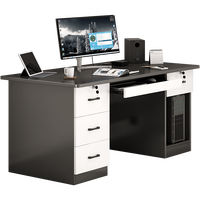 Bureau à domicile moderne et économique gris MDF extensible Rectangle bureau d'ordinateur avec 4 tiroirs trou de câble et stockage PC