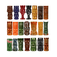 Seaygift vente en gros de tasses de crânes tiki hawaïens verres à cocktail créatifs cadeaux d'Halloween tasses tiki en céramique personnalisées pour fête de bar