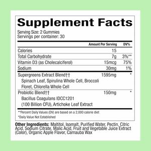 Gomitas de Fibra OEM ODM para el Control de Peso, Gomitas Diarias Super Verdes con Brócoli, Espinaca, <span class=keywords><strong>Kale</strong></span>, Espirulina, Chlorella y Probióticos - Product Image 2