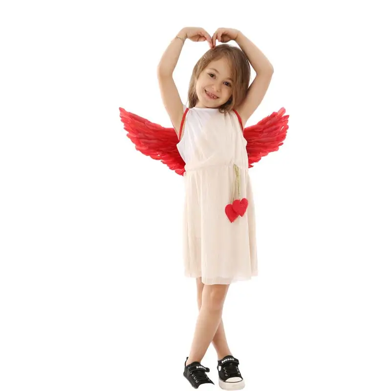 Fête drôle tenue saint valentin Cupidon Costume pour enfants filles amour coeur Cupidon robe avec ailes