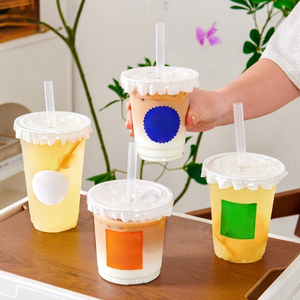 Gobelet en plastique transparent résistant aux fuites avec couvercle, gobelets en plastique personnalisés réutilisables pour le café froid - Product Image 2
