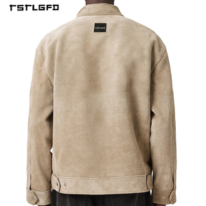 Premium Men's Outerwear Faux Shearling <b>Jacket</b> Beige <b>Fleece</b> <b>Lined</b> Regular Fit Zip-Up Wholesale <b>Jackets</b> - Product Image 5