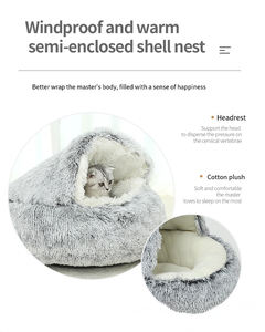 Halbgeschlossenes, warmes Katzenbett, halbgeschlossenes Hundebett, Muschel-Katzenbett, Indoor-Katzenhaus - Product Image 6