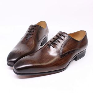 Zapato de Vestir Oxford de Diseño Personalizado, Hecho a Mano con Cuero Genuino para Hombre - Product Image 1