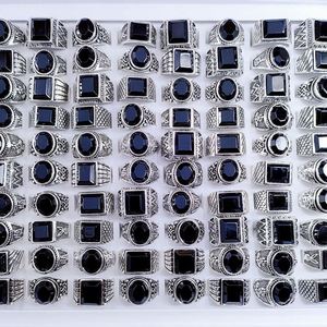 Bagues de mariage en vrac pour hommes, assortiment de pierres précieuses noires, style vintage et antique - Product Image 4