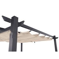 Pergola de jardin moderne blanche de 3x4m, auvent rétractable en aluminium étanche, toit réglable manuellement, enduit de PVC, pluie d'arrière-cour