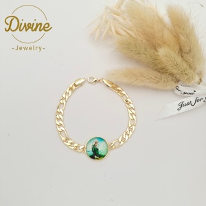 Bracelet religieux <span class=keywords><strong>Divino</strong></span> Nino Jésus Saint Jude Vierge Marie Bracelet en alliage plaqué or 14 carats Bracelet Figaro de haute qualité - Product Image 4
