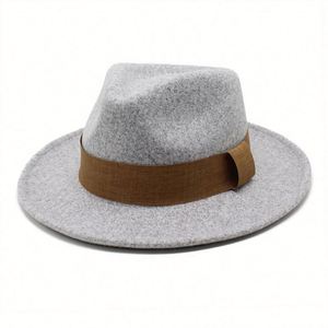 Sombrero Fedora de Ala Ancha de Fieltro de Lana Sintética de Lujo y Alta Calidad, Nuevo Modelo Otoño Invierno 2021 para Hombre - Product Image 5