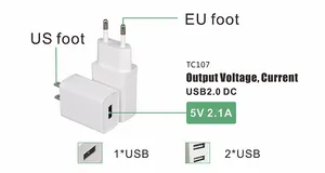 2.1a Usb Charger US EU Plug AC DC 5V 2.1A 2A 10W Universal Adapter Power Socket Mobile Phone Travel Wall Charger Dual Port Usb Charger