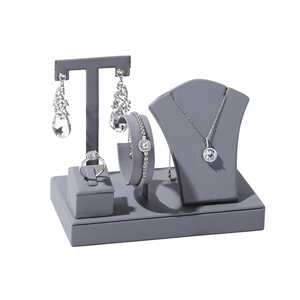 Ensemble <span class=keywords><strong>de</strong></span> présentoirs à bijoux en cuir PU pour la vente en gros, présentoirs à bagues, colliers, bracelets, présentoirs à bijoux - Product Image 1