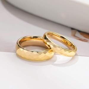 Bague de Fiançailles et de Promesse en Tungstène Argent et Or Facettée Haute Brillance pour Hommes et Femmes, Idéale pour Soirées et Cérémonies - Product Image 2