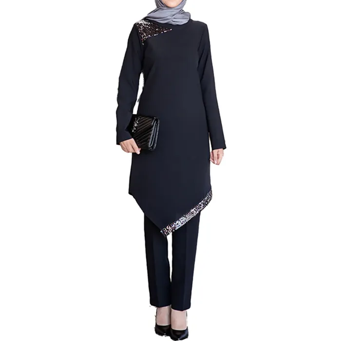 Nuovi pantaloni Top musulmani abito da banchetto in due pezzi abbigliamento arabo medio oriente M-4XL vestiti musulmani per le donne