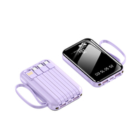 Power Bank portabel Mini 10000mAh, dengan lampu LED pengisian cepat & 4 in1 kabel bawaan Promosi stasiun daya OEM