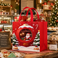 Sacs en non-tissé laminés de Noël de haute qualité, réutilisables, pour emballages cadeaux de fêtes, avec impression 3D réaliste du Père Noël