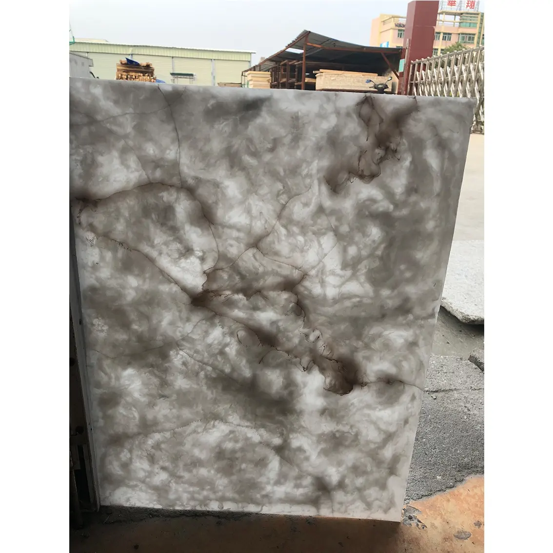 Heißer Verkauf grauer Marmor durchscheinende Kunststein harz Wand platte