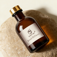 Diffuseur à bâtonnets en verre ambré personnalisé de 120 ml avec col doré, flacon d'huile parfumée pour aromathérapie domestique, vente en gros