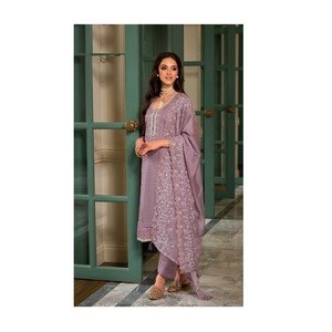 Nouveau costume Salwar en organza doux à la mode avec une belle broderie et Dupatta pour les occasions spéciales des femmes de l'Inde - Product Image 1