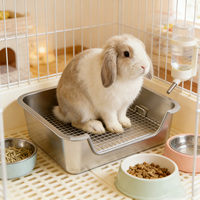 Bac à litière pour lapin en métal, sans odeur, anti-adhésif, en acier inoxydable, rectangulaire, 45x35x15cm, facile à nettoyer, pour chat et lapin, utilisation en intérieur