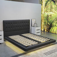 Tête de Lit Double en Bois de Taille King pour Lits Queen, Cadre de Lit Ajustable, Base de Lit pour Mobilier de Chambre d'Hôtel
