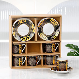 Juego de tazas de cerámica de lujo, juego de tazas de café caliente de estilo europeo de 6 piezas para árabe y Etiopía, regalo promocional para mesa de centro - Product Image 3