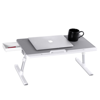 Table de lit réglable multifonction pour ordinateur portable, plateau de lit en cuir PVC, Protection de l'environnement, livré avec tiroir de rangement, 1 pièce