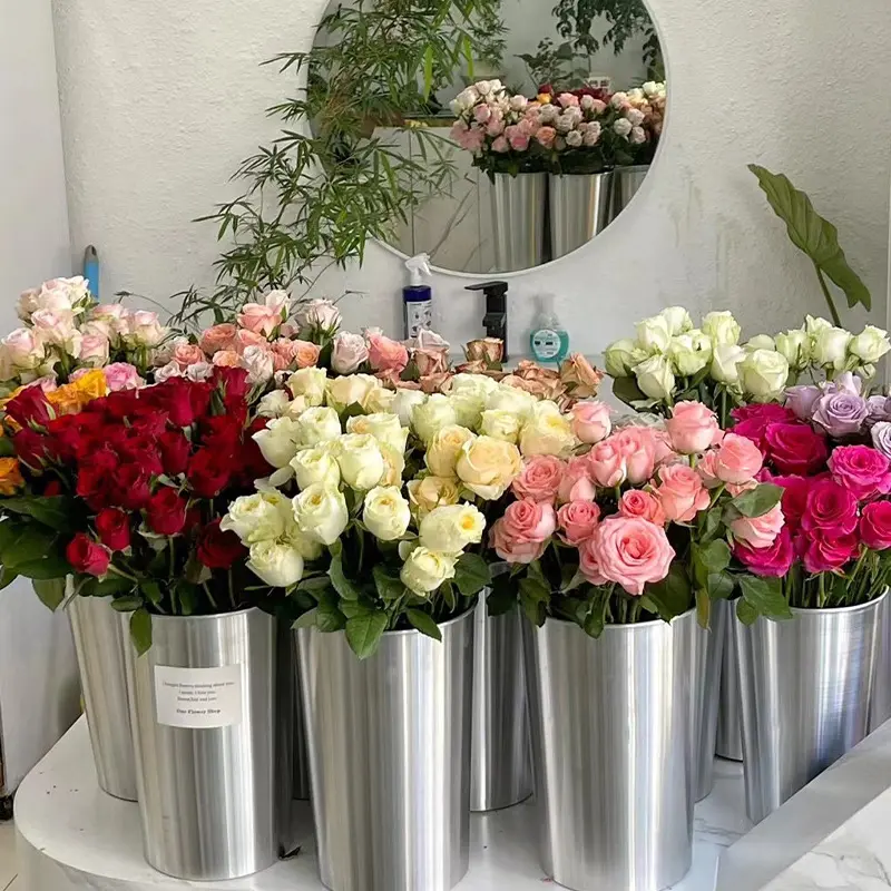 Joywood balde de metal para flores, balde de alumínio com arte floral, decoração de flores de alta qualidade, balde para despertar, atacado