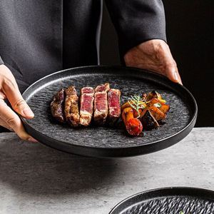 Nordic Light Luxury Style White <b>Black</b> Round Ceramic Dinner <b>Plate</b>,Steak <b>Plate</b>, Household Advanced Sense Western Food <b>Plate</b> - Product Image 3