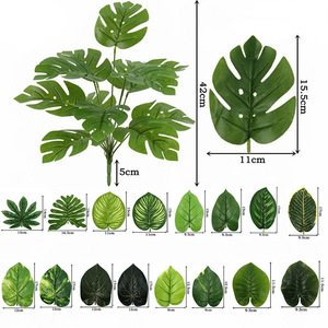 Feuilles de plantes vertes artificielles 30cm-100cm de haut, simulation réaliste en plastique, décoration intérieure, décoration de mariage, bouquet de Pothos Cosmos - Product Image 4