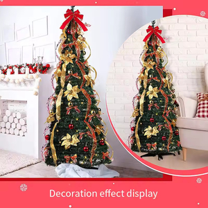Albero di Natale Artificiale Pieghevole Pre-illuminato e Pre-decorato da 6 Piedi con Luci, Supporto e Accessori - Product Image 3