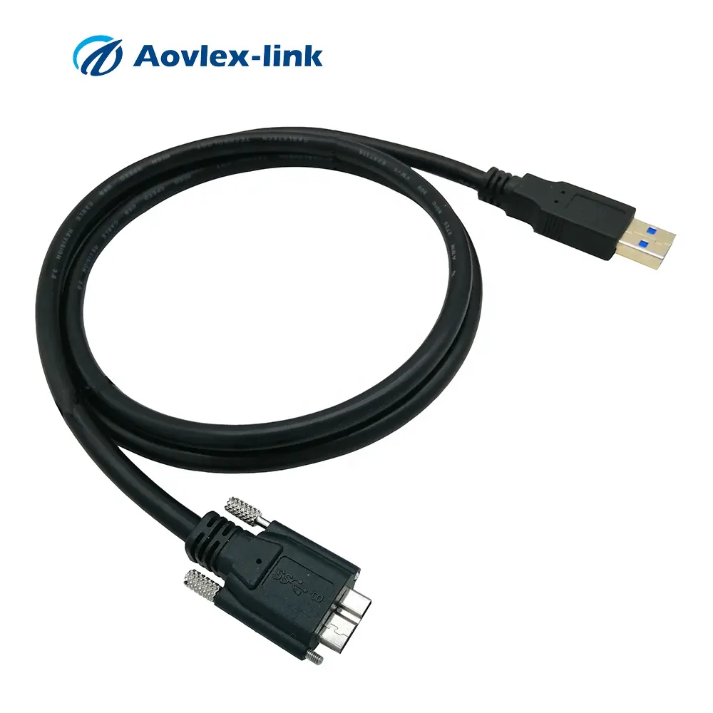 USB 3.0 tip A mikro B erkek kablo ile çift vida kilidi endüstriyel kamera USB3 görüş kabloları makine görüş kablosu montaj