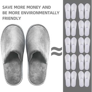 Premium paia di pantofole monouso antiscivolo lavabili a punta chiusa di cristallo pantofole in velluto per uso domestico per gli ospiti - Product Image 4