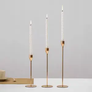 3pcs Table top dinner rose gold metal hot selling gold candle bra candle holder modern metallic products customized tall candles
