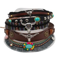 Ceinture en cuir PU style bohème, bandeau décoratif pour chapeau, accessoire vestimentaire, ceinture de taille et cordon de jupe tendance, vente en gros
