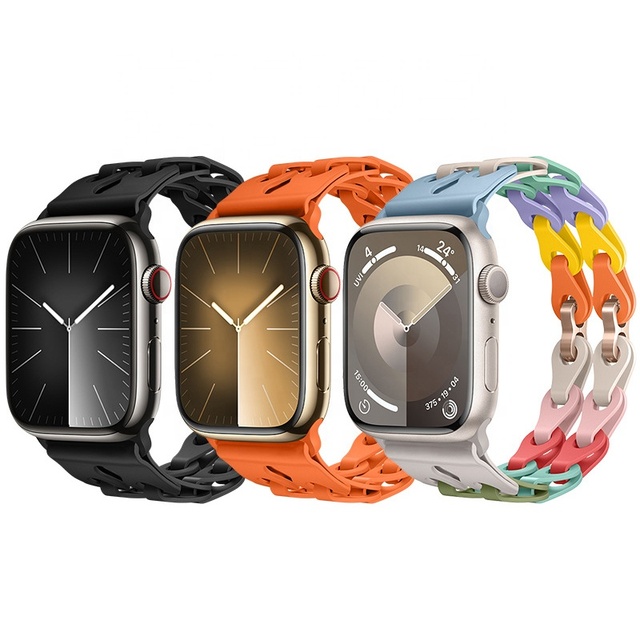 Fashion Hollow Bracelet Strap for Apple Watch Ultra 2 S9 8 7 6 5 4 38mm 40mm 42mm 44mm 49mm Silicone Watch Band