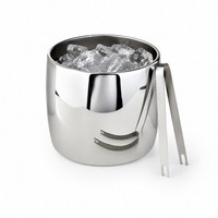 KINNO Seau à glace en acier inoxydable Art Déco moderne avec pinces, durable, 2380,5 ml, fait main, pour la maison, l'hôtel, le bar, les fêtes, le service de table