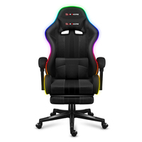 Chaise de jeu de course RGB noire en gros, chaise de gamer PC ergonomique pivotante inclinable avec repose-pieds