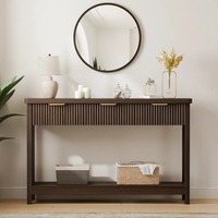 Table console d'entrée moderne de luxe, mince, de 51 pouces, avec 3 tiroirs et étagère ouverte pour le couloir, le salon, le hall d'entrée