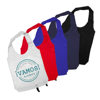 Sac de courses pliable en polyester épais 210D avec logo personnalisé, sac de courses pliable en nylon avec pochette, résistant aux déchirures