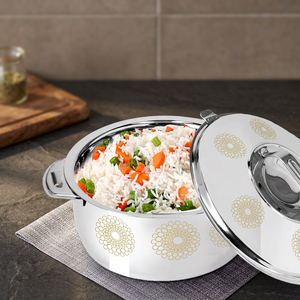 Round stainless steel Non-Stick Casserole <b>Pot</b> With Stainless Steel <b>Lid</b> Flower Design For Gas And Induction Cooker - Product Image 4