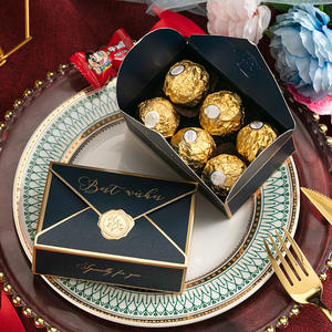 Boîte à papier dorée rouge bleue de qualité supérieure avec poignée pour bonbons, biscuits, chocolats, macarons, emballage cadeau de mariage - Product Image 2