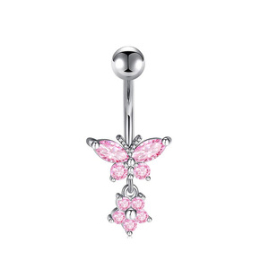 Gioielli per <span class=keywords><strong>Piercing</strong></span> Corporeo in Acciaio Inossidabile con <span class=keywords><strong>Farfalla</strong></span> Incastonata di Zirconi, Ciondolo per <span class=keywords><strong>Piercing</strong></span> all'<span class=keywords><strong>Ombelico</strong></span> - Product Image 5