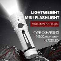 Mini lampe de poche EDC à lumen élevé et rechargeable par USB avec lampe de travail pour le camping tactique