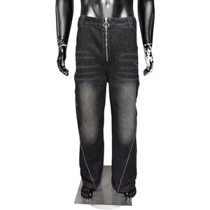 Pantalones Vaqueros de Pierna Ancha para Hombre, Estilo Urbano, Corte Recto y Holgado, para Uso Diario, Venta Caliente de Fábrica - Product Image 1