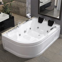 Baignoire de massage à remous de style européen, design japonais moderne, rectangulaire, en acrylique, portable, avec tablier, pour salle de bain intérieure, appartement, villa